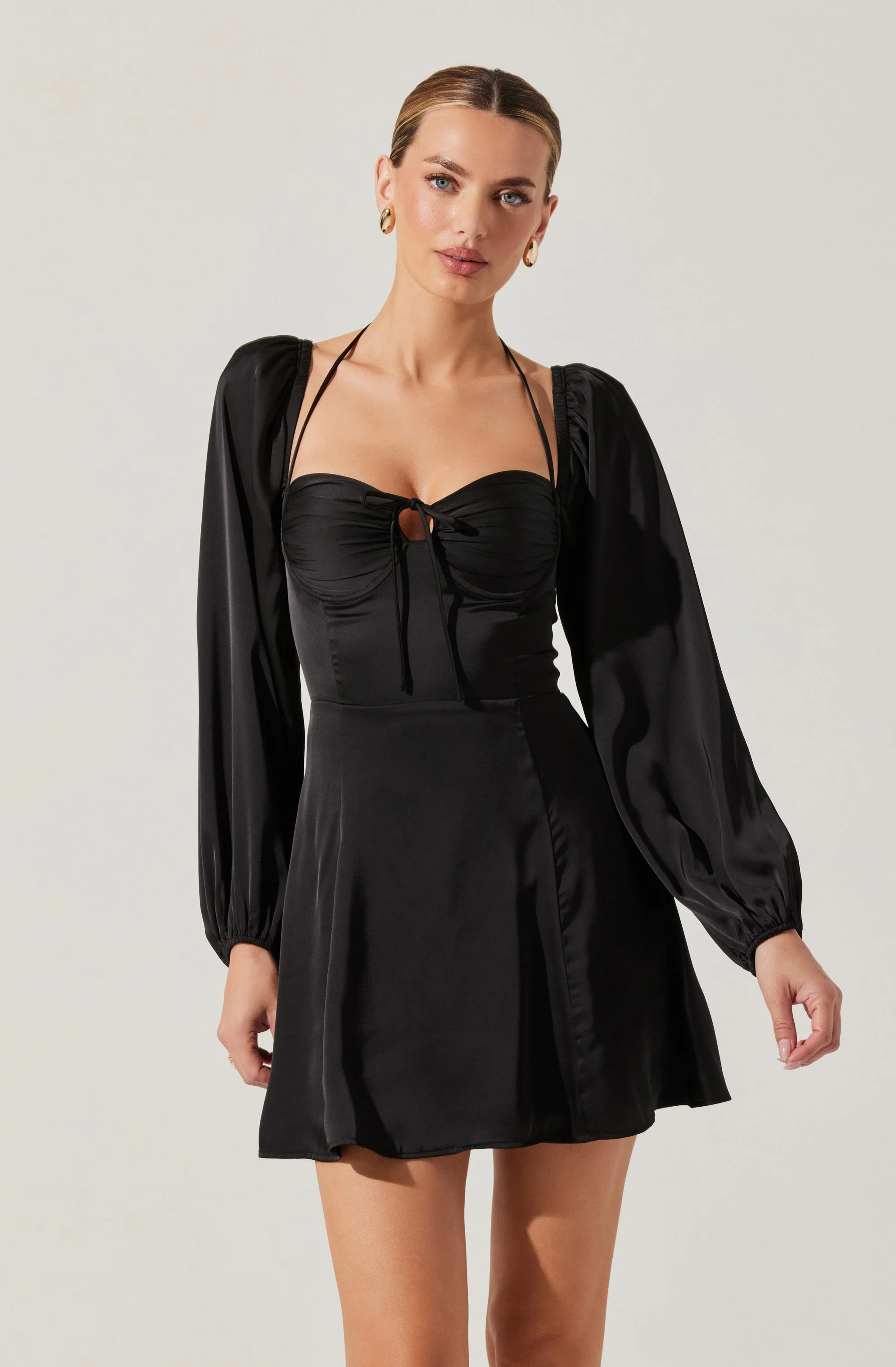 Vivian Satin Halter Mini Dress - Image 3