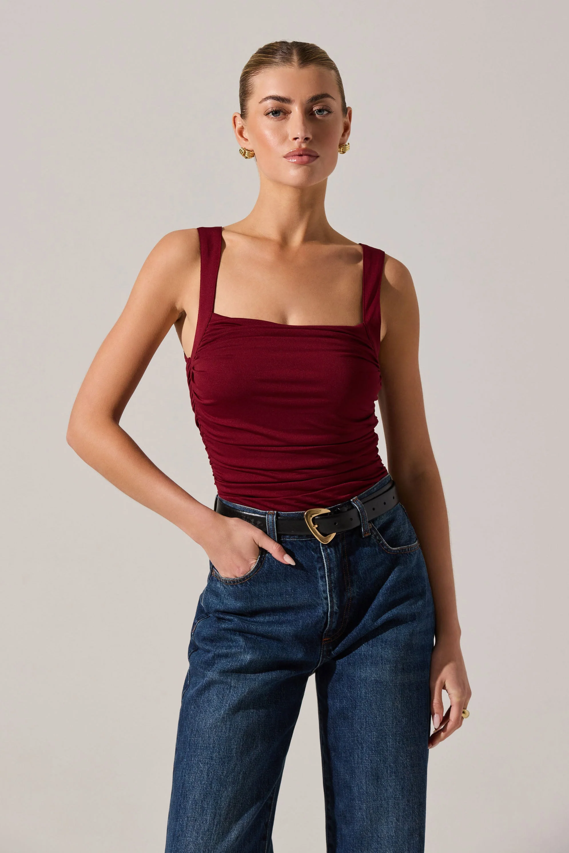 Voncile Ruched Square Neck Bodysuit - Image 10