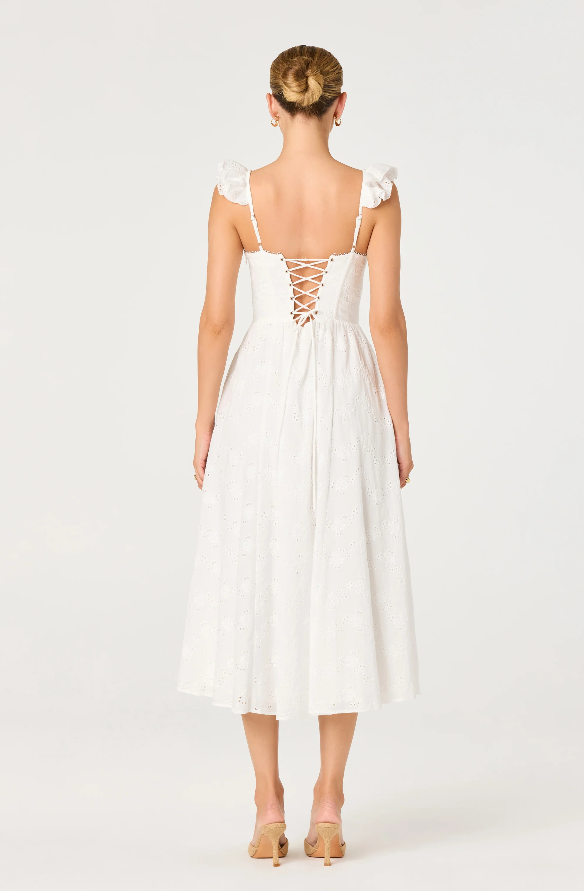 Wedelia Ruffle Strap Eyelet Corset Midi Dress - Image 3
