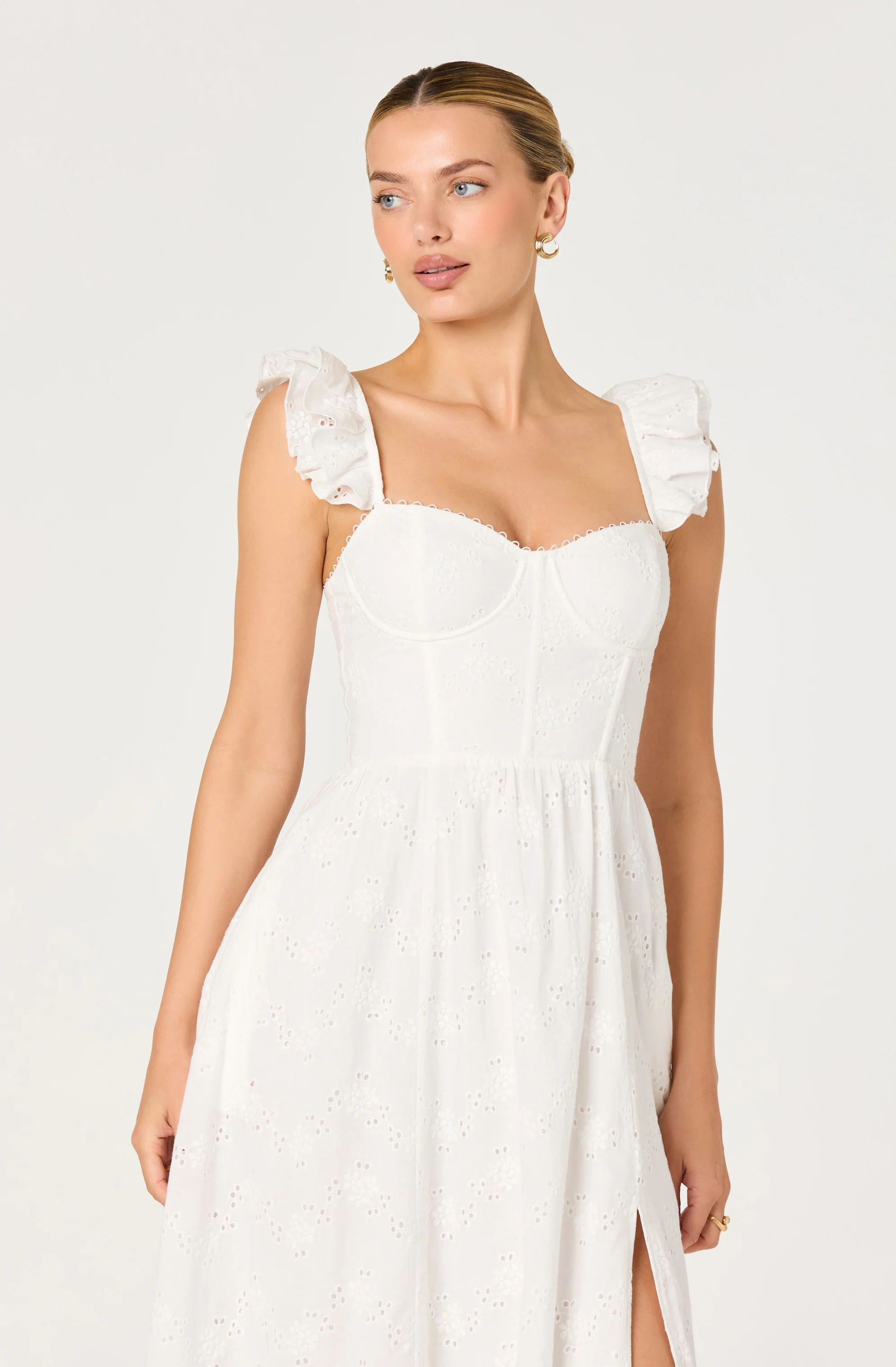 Wedelia Ruffle Strap Eyelet Corset Midi Dress - Image 4