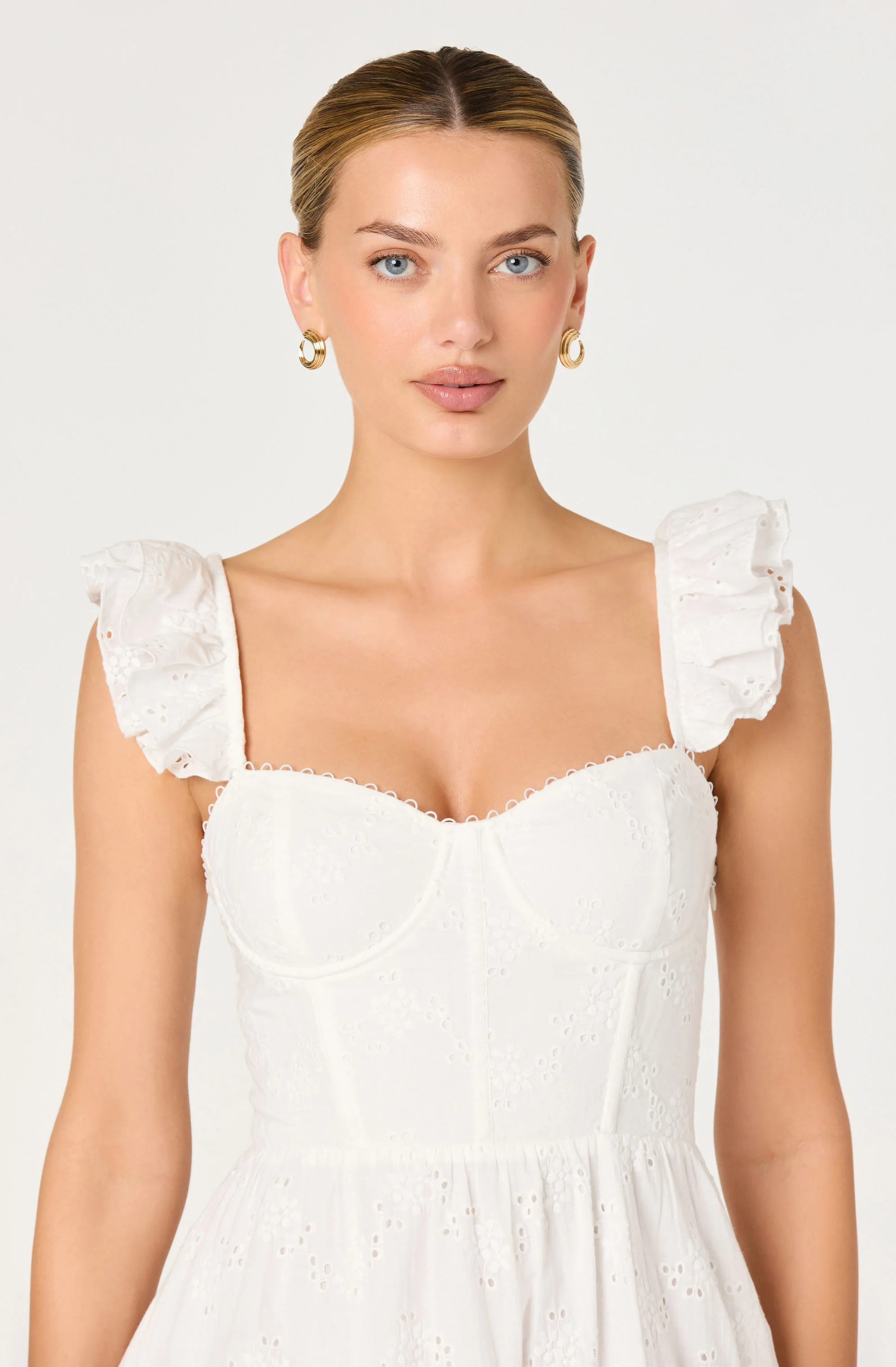 Wedelia Ruffle Strap Eyelet Corset Midi Dress - Image 5