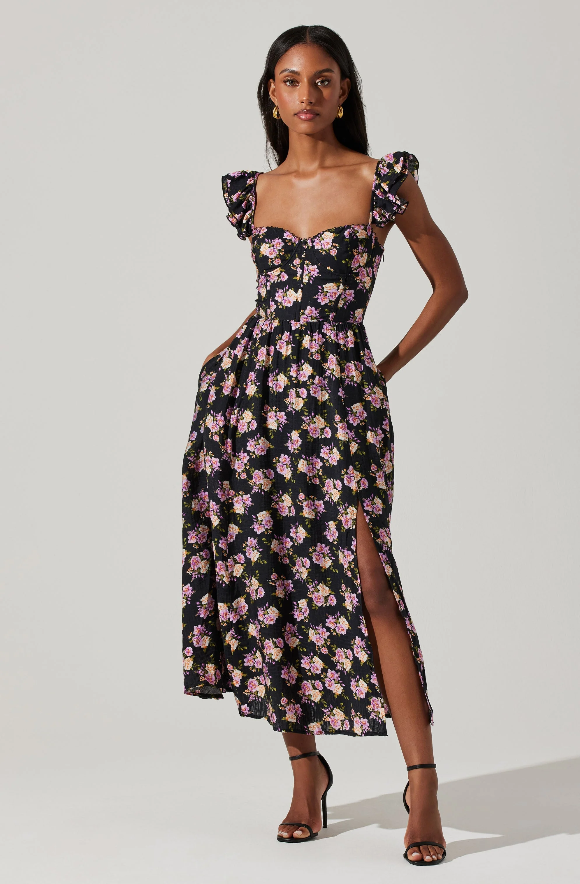 Wedelia Floral Bustier Midi Dress - Image 10