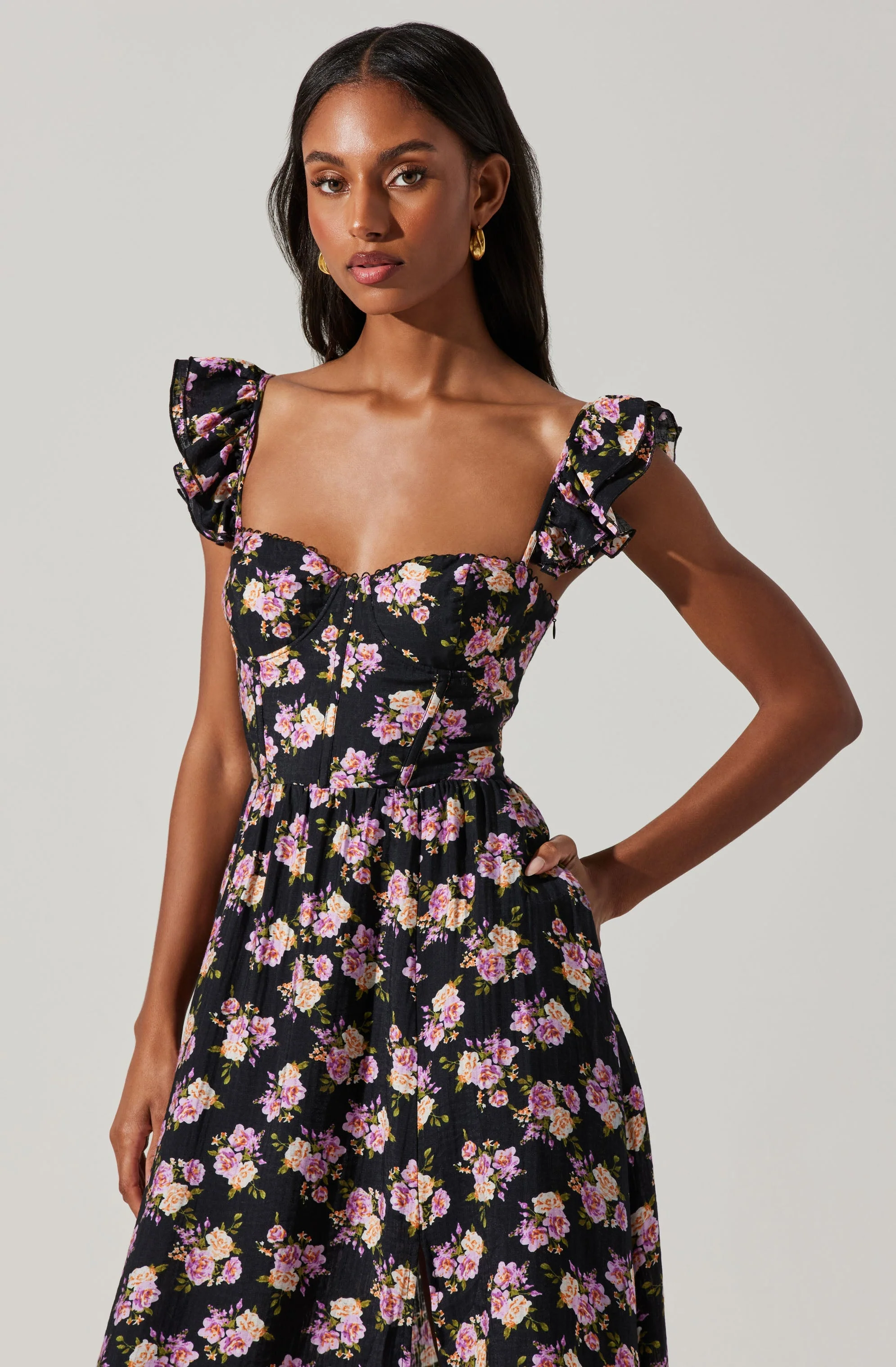 Wedelia Floral Bustier Midi Dress - Image 8