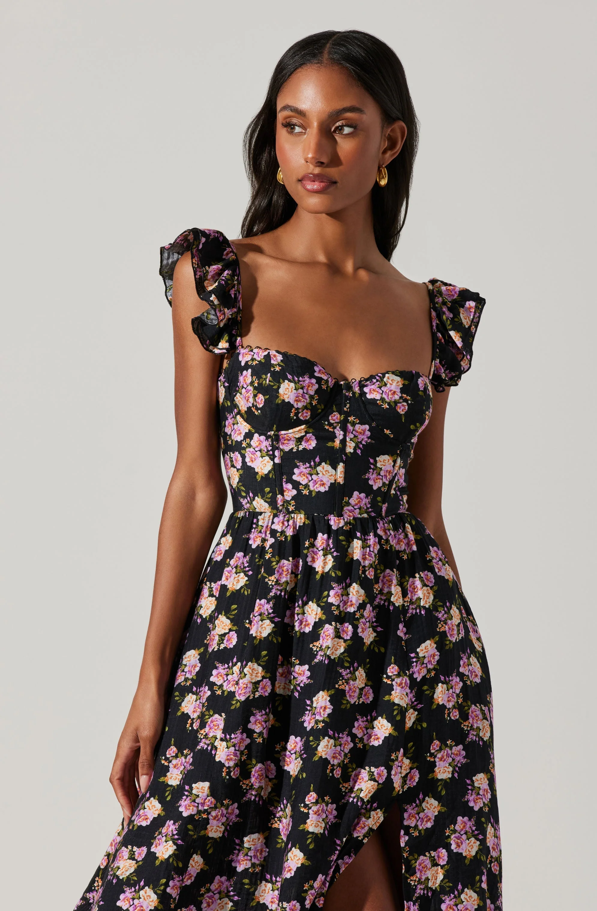 Wedelia Floral Bustier Midi Dress - Image 9