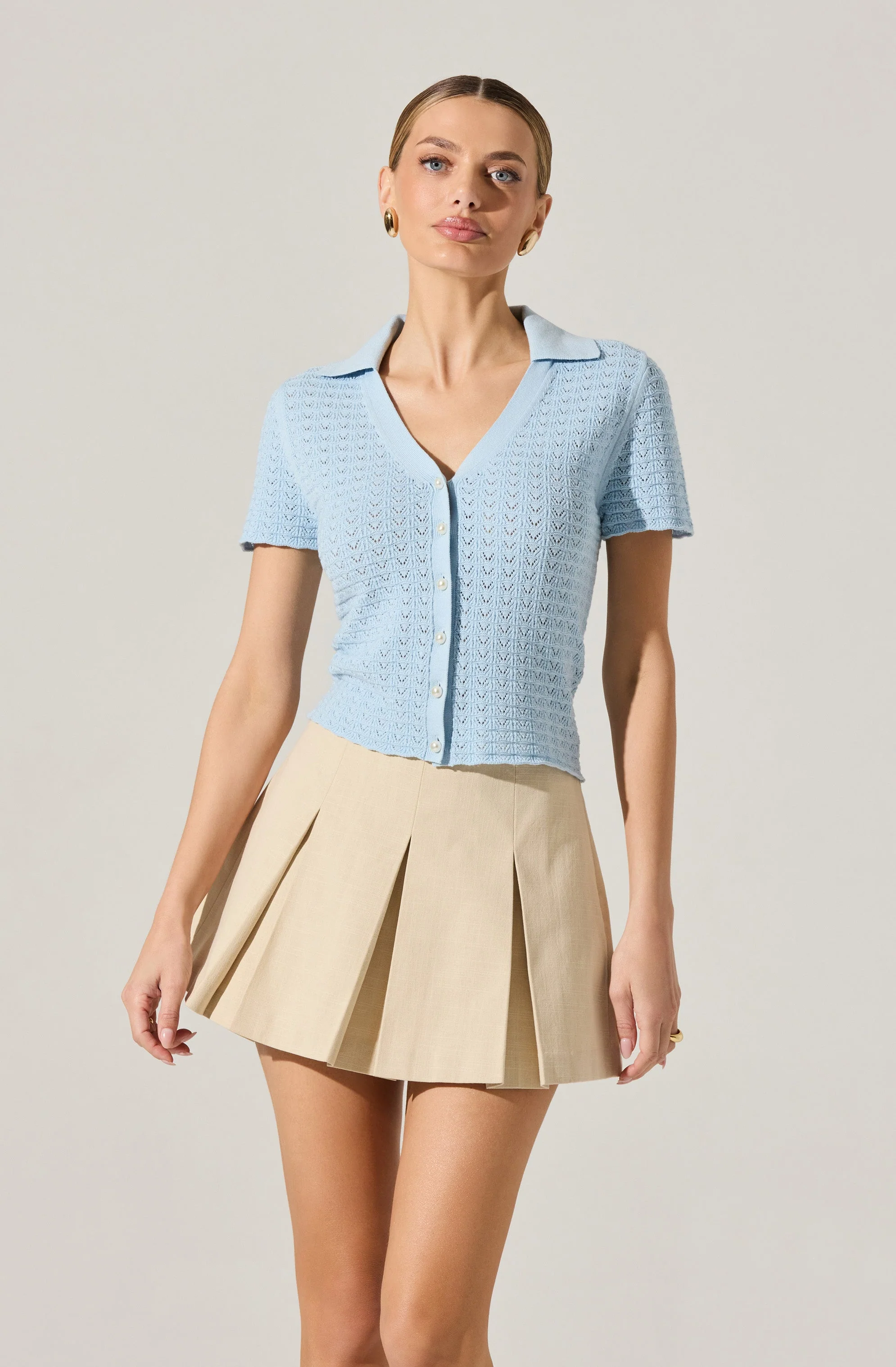 Wide pleat mini skirt - Image 2
