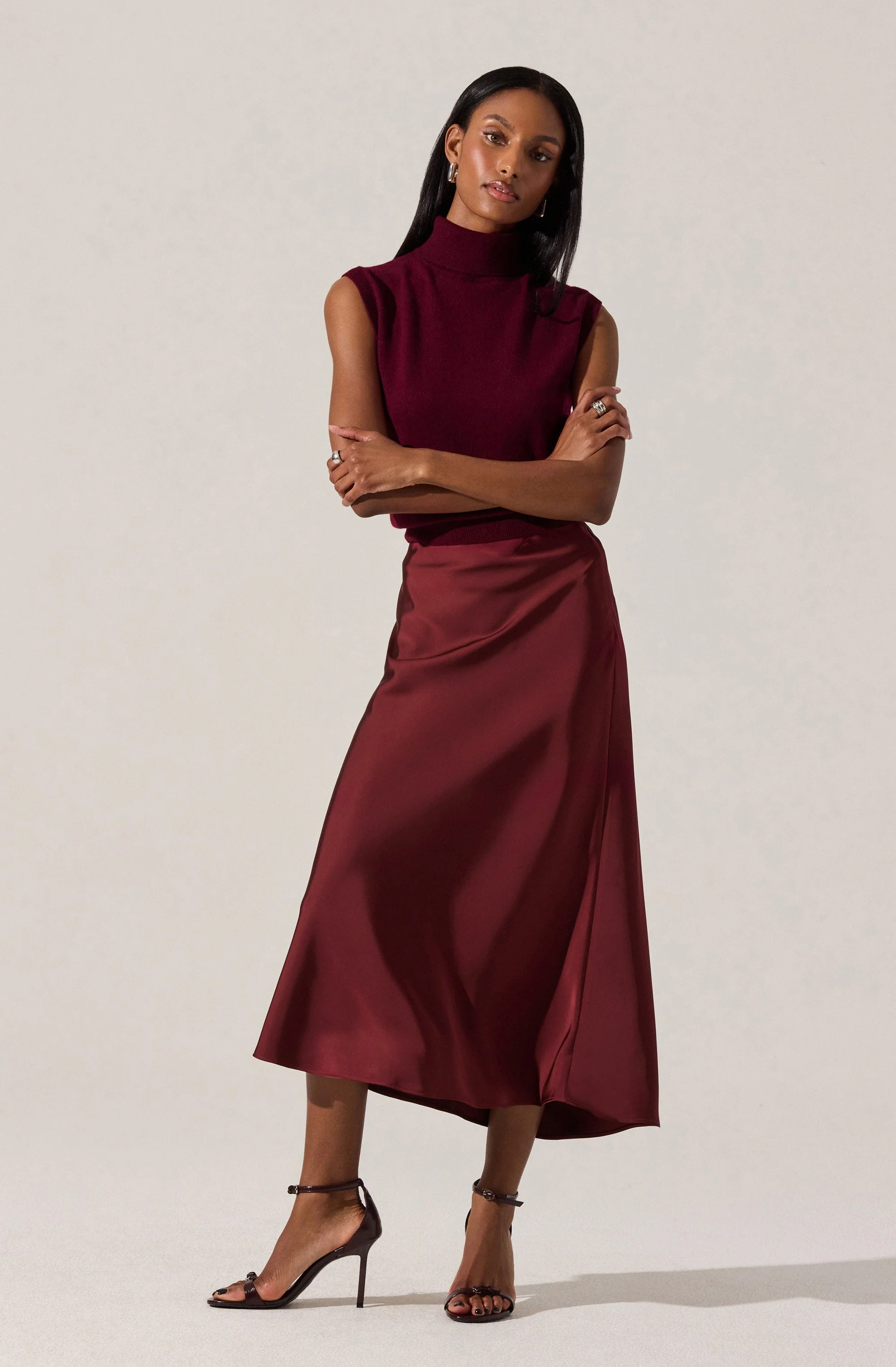 Windey Satin Midi Skirt - Image 4