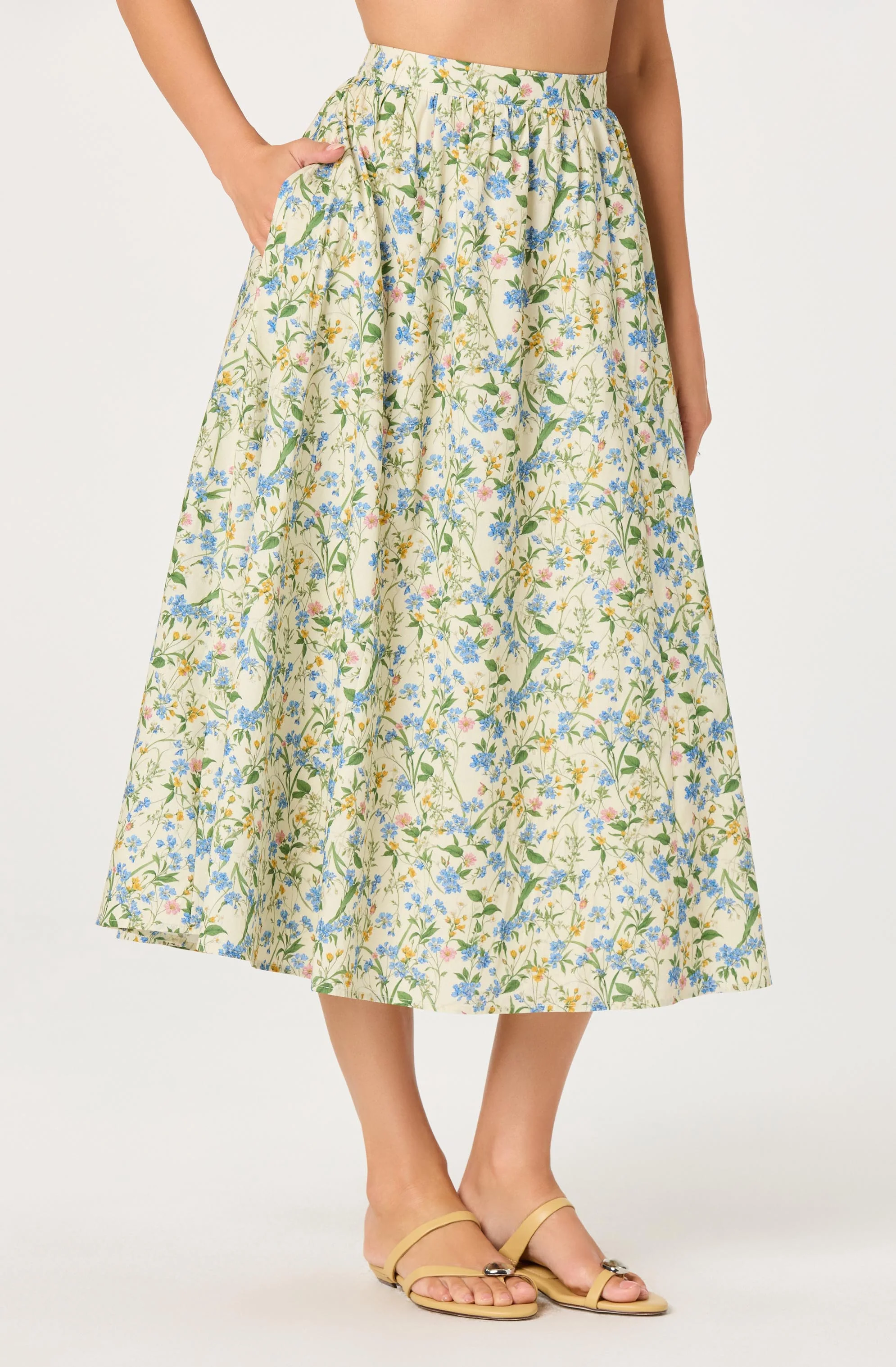 Wylda Floral Gathered A-Line Midi Skirt - Image 3