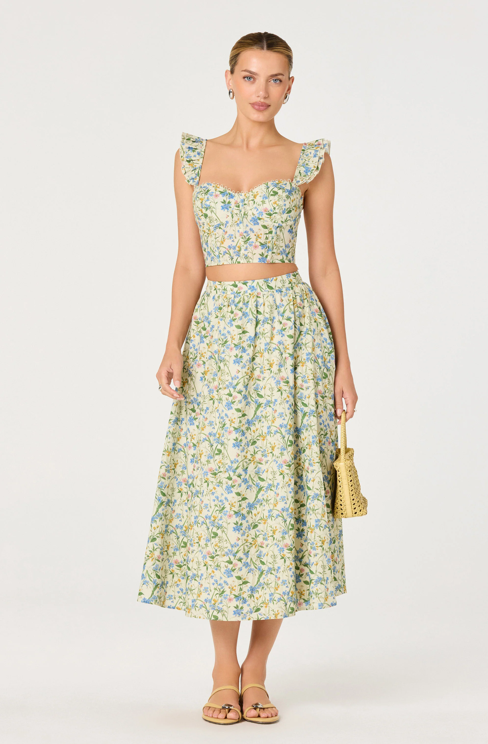 Wylda Floral Gathered A-Line Midi Skirt - Image 6