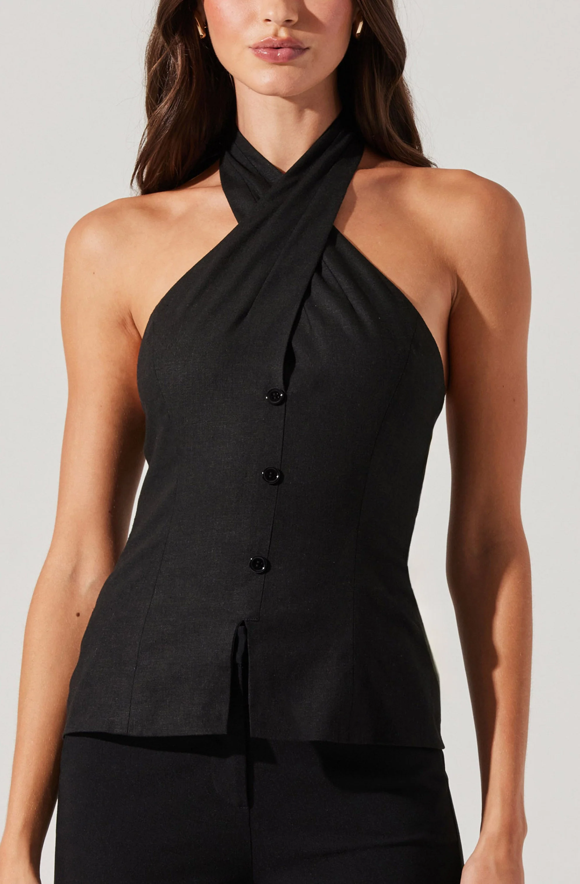 Yaritza Crossover Linen Blend Vest - Image 11