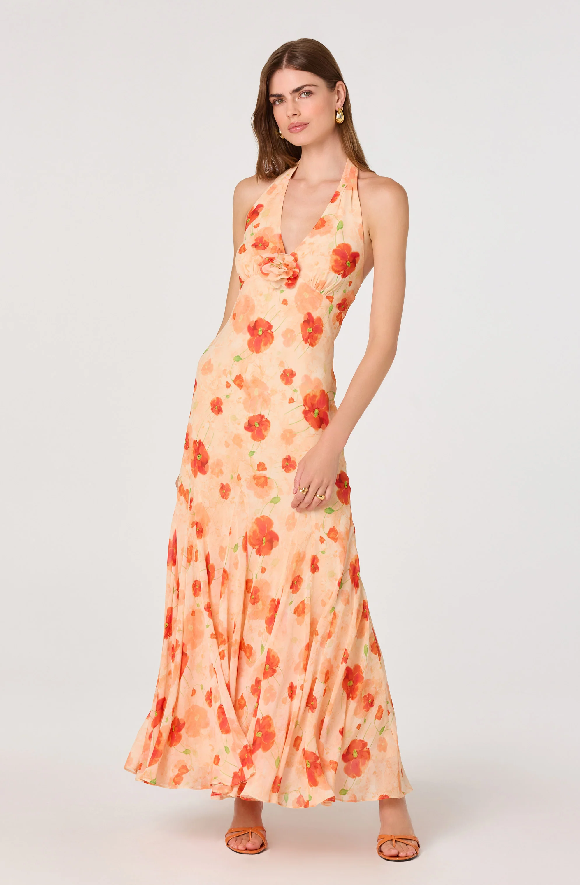 Yasmeen Floral Halter Godet Maxi Dress - Image 11