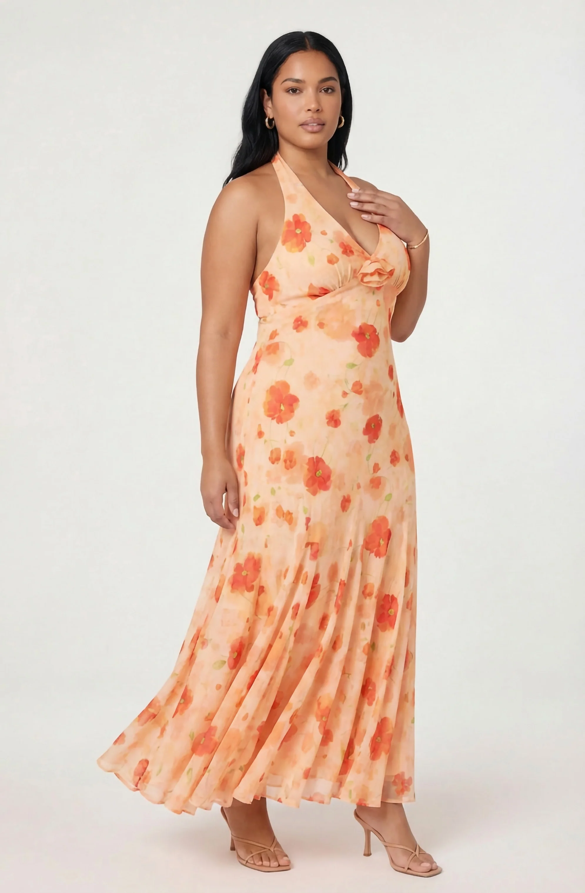 Yasmeen Floral Halter Godet Maxi Dress - Image 21