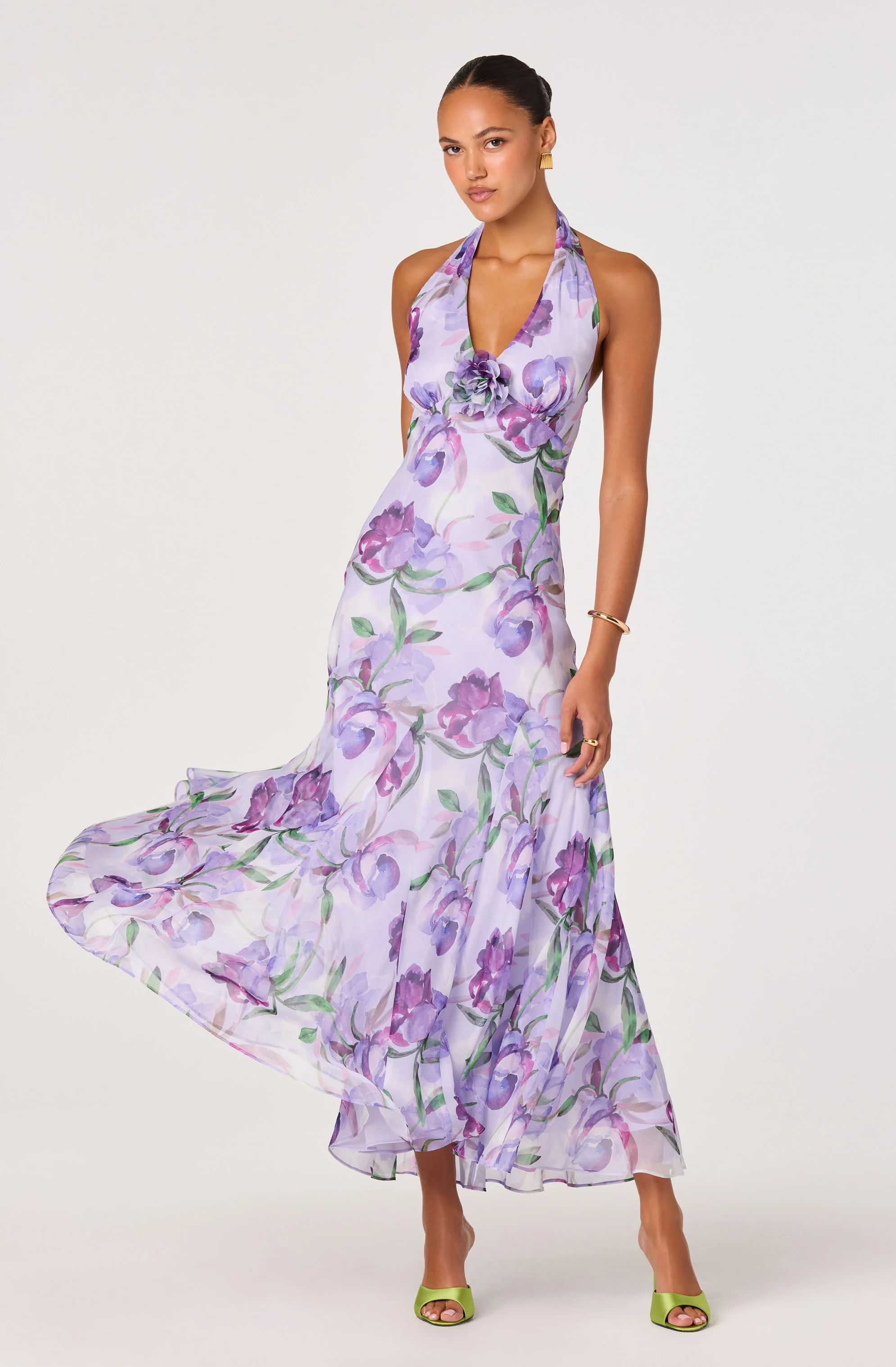Yasmeen Floral Halter Godet Maxi Dress - Image 5