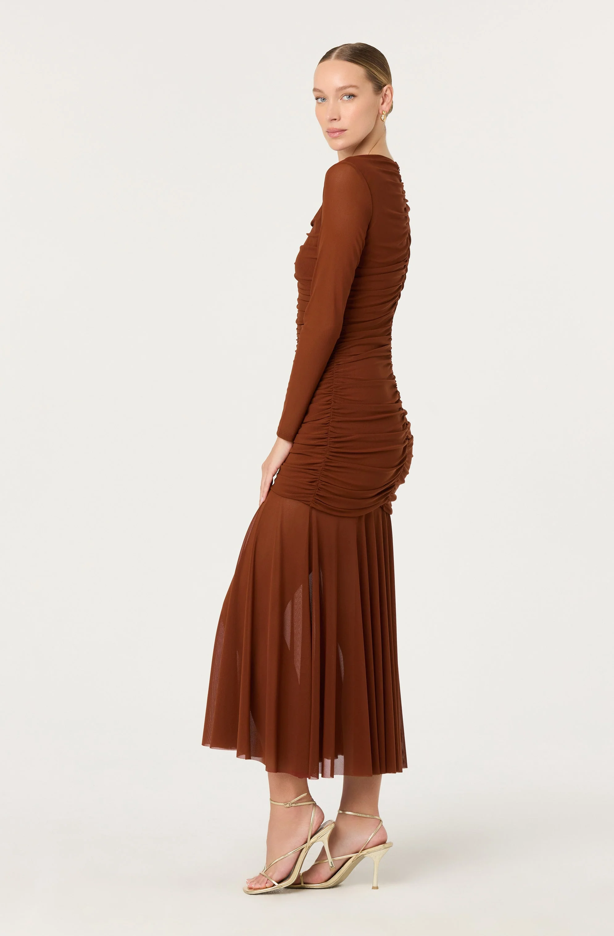 Yasmine Ruched Long Sleeve Maxi Dress - Image 11