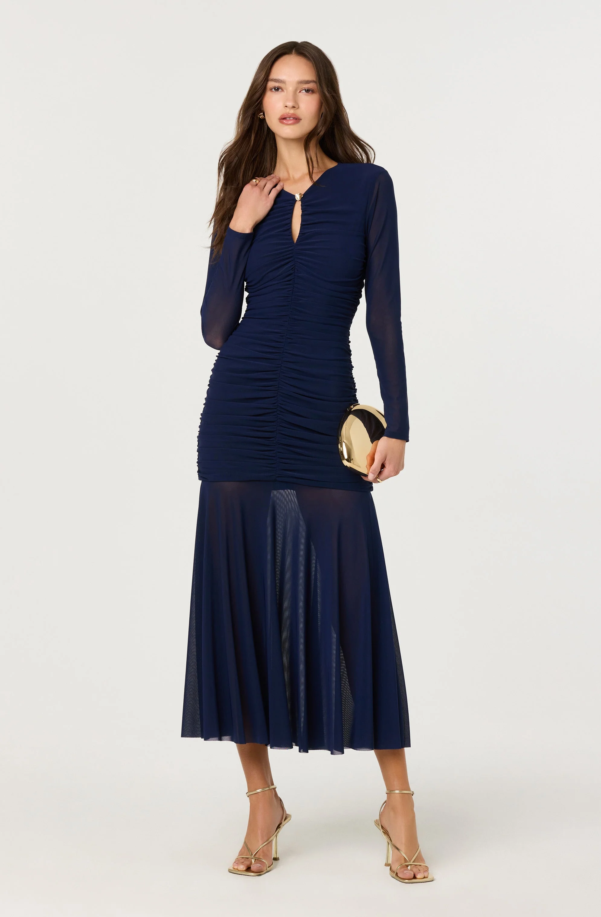 Yasmine Ruched Long Sleeve Maxi Dress - Image 2
