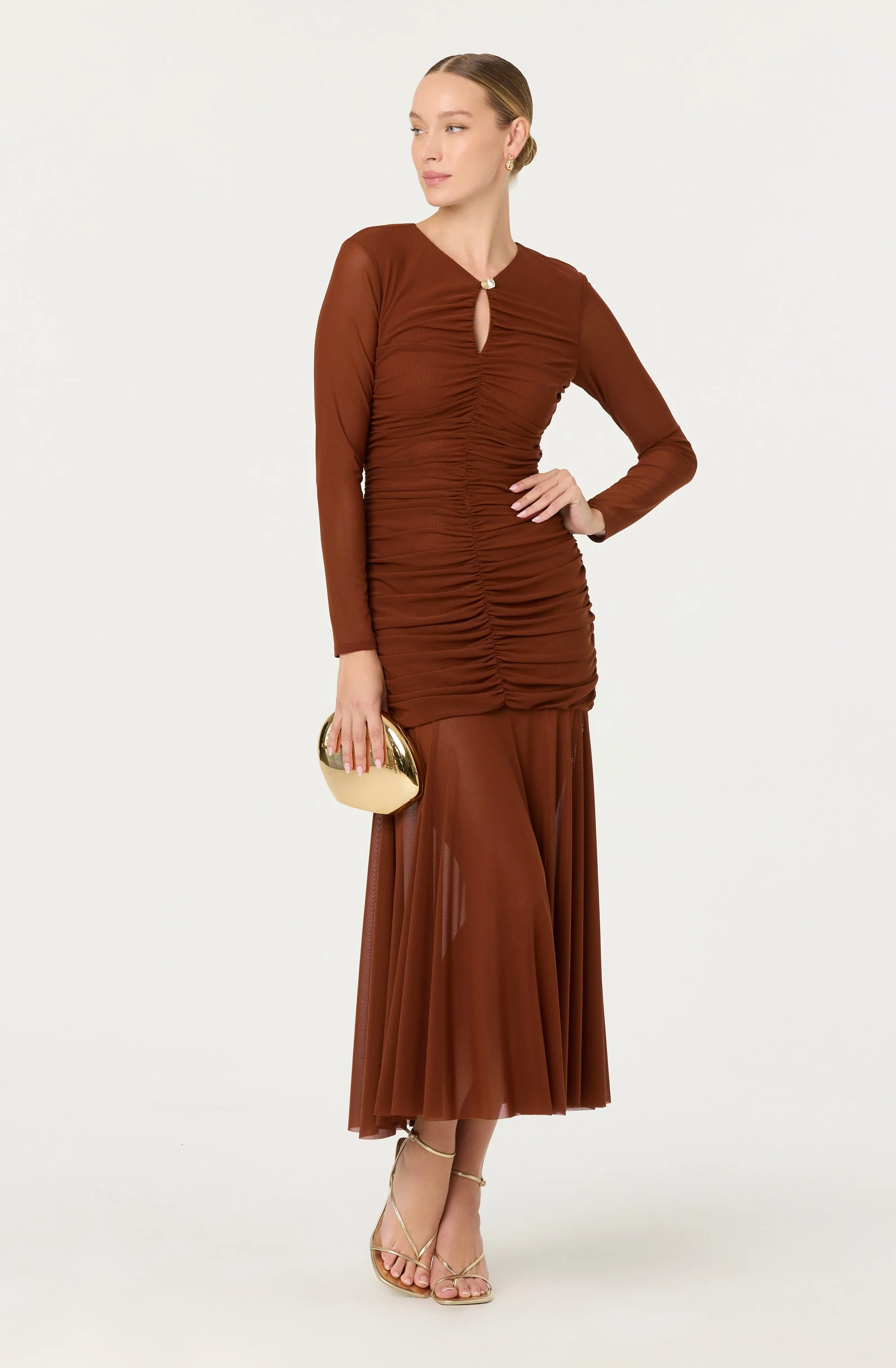 Yasmine Ruched Long Sleeve Maxi Dress - Image 7