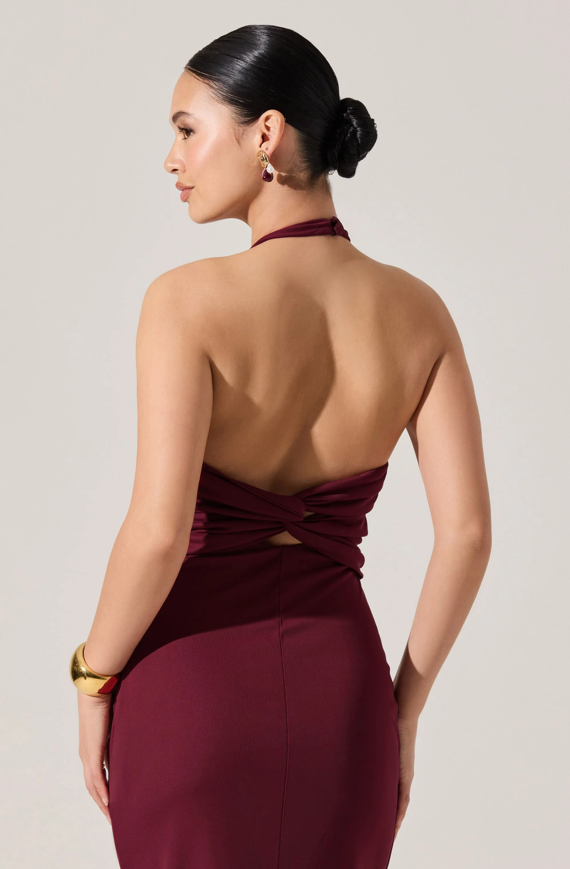 Zaira Ruched Halter Midi Dress - Image 10