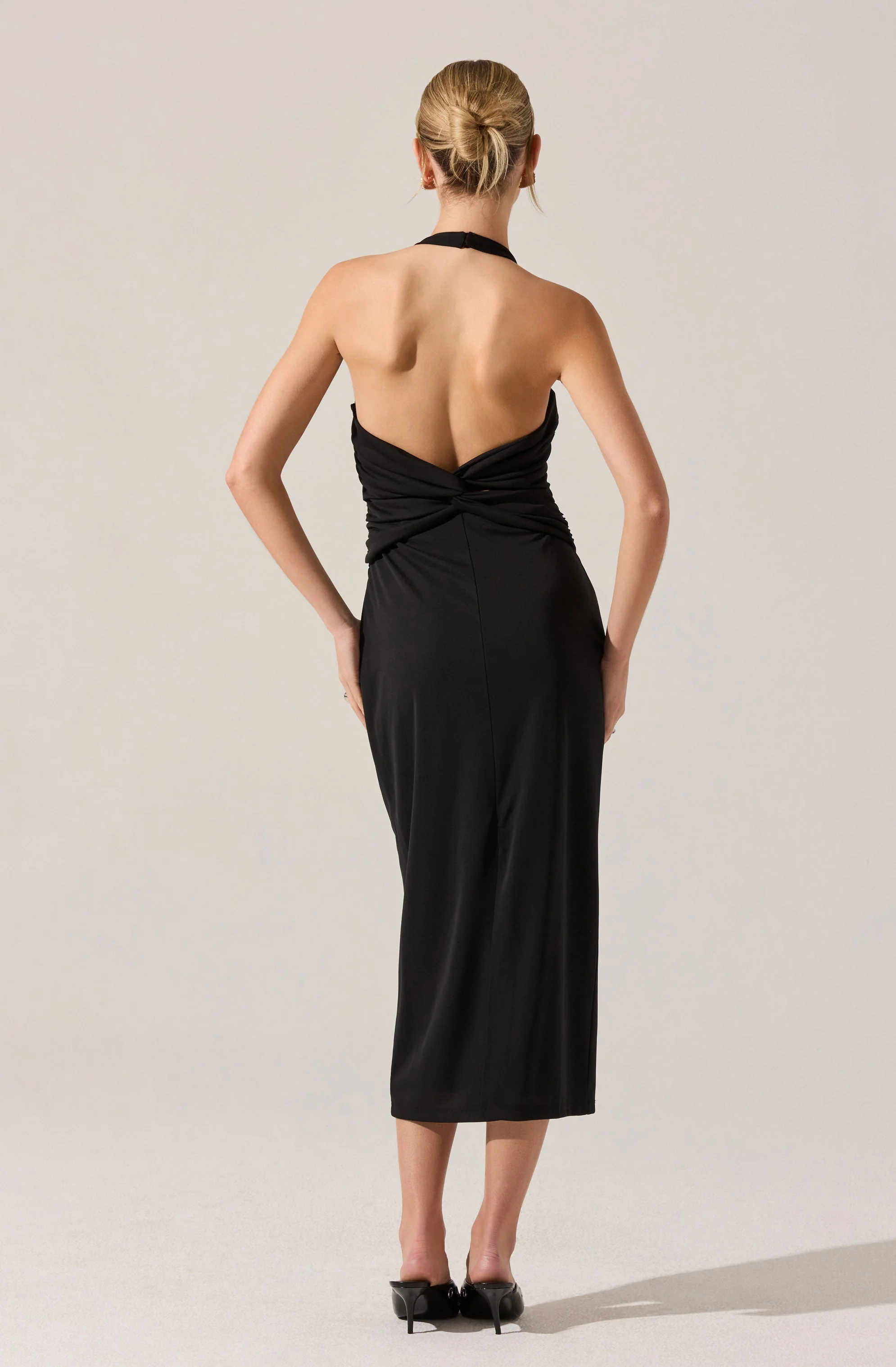 Zaira Ruched Halter Midi Dress - Image 6