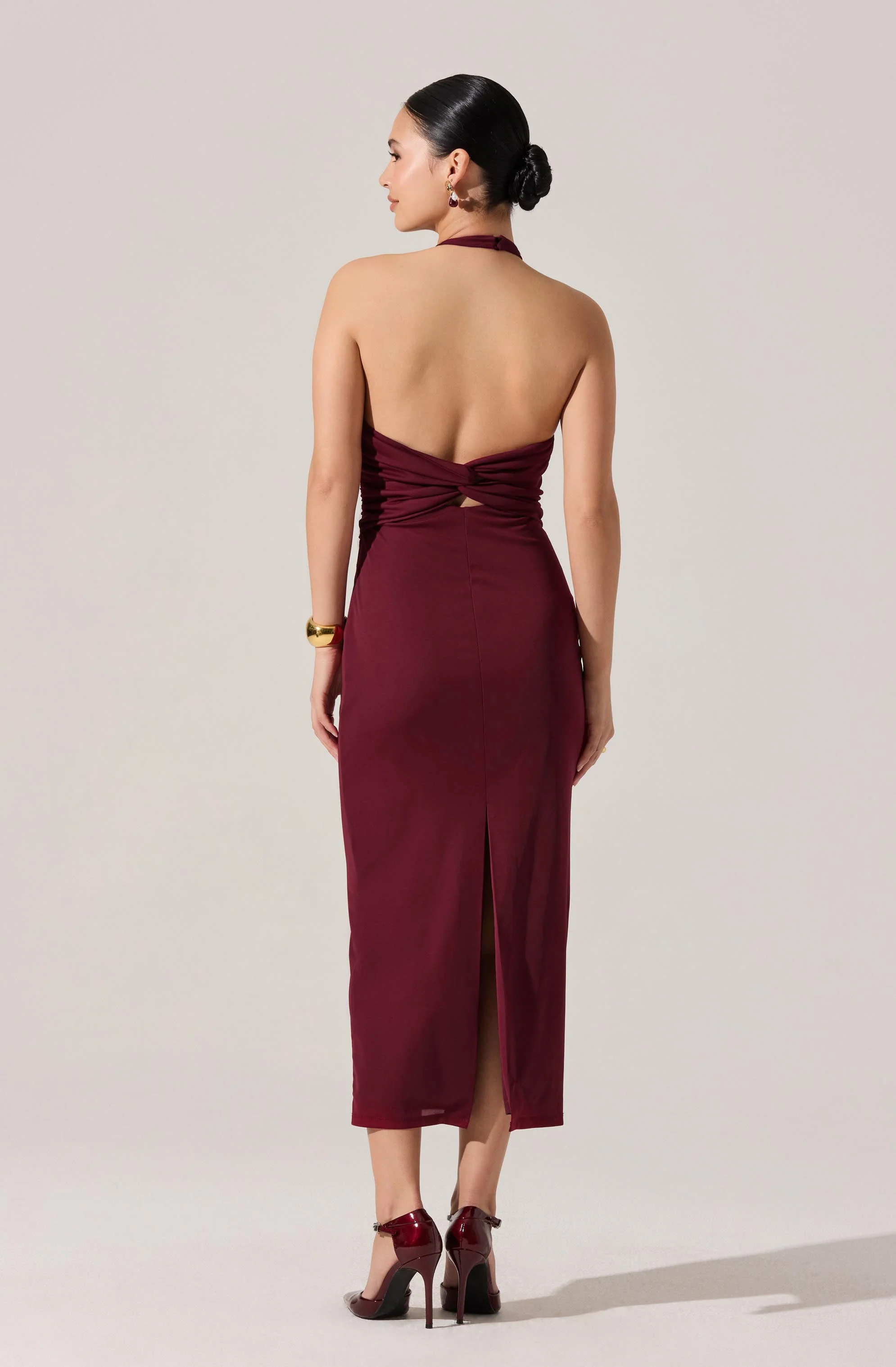 Zaira Ruched Halter Midi Dress - Image 7