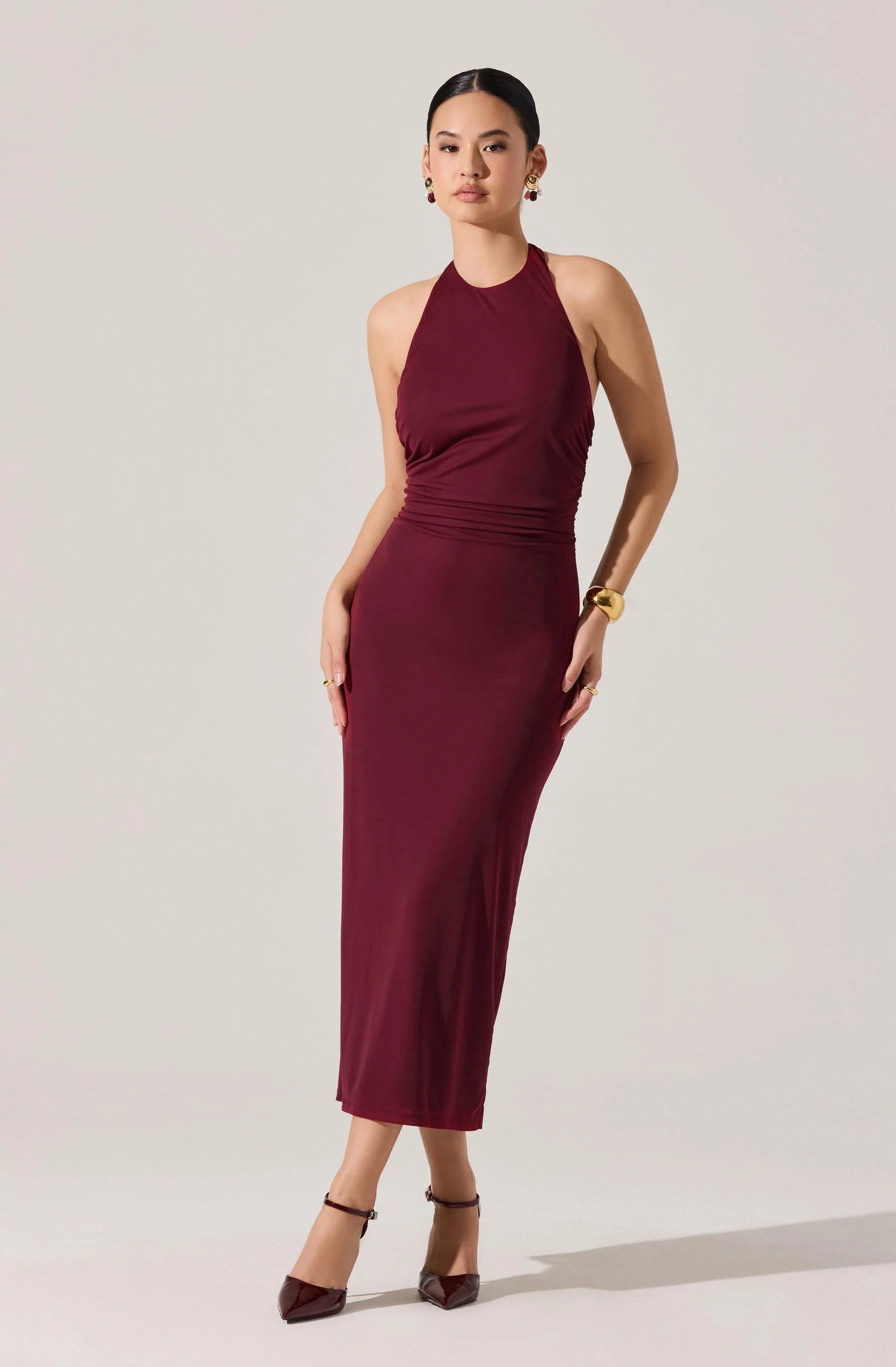 Zaira Ruched Halter Midi Dress - Image 8