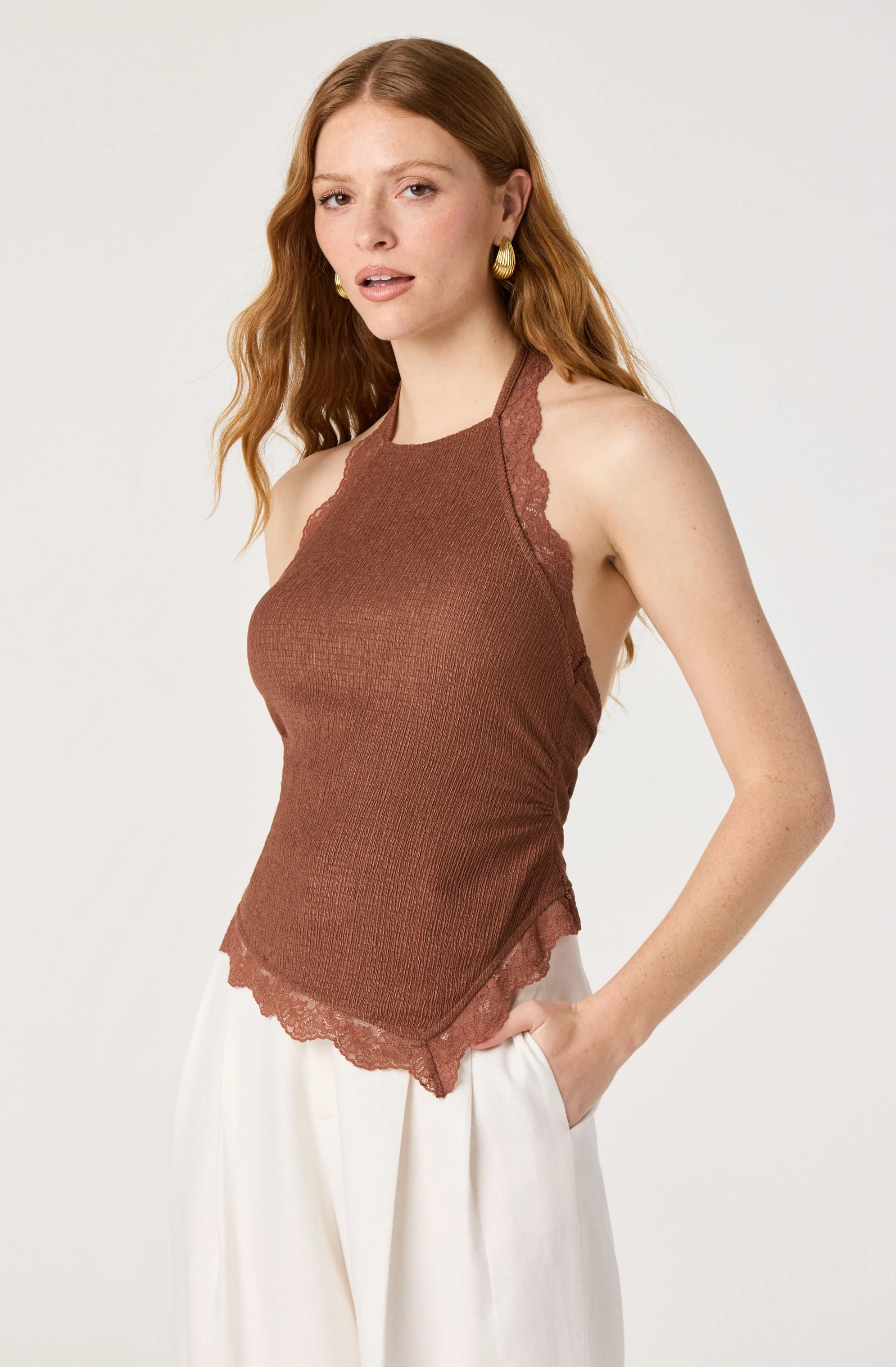 Zoe Lace Trim Halter Top - Image 11