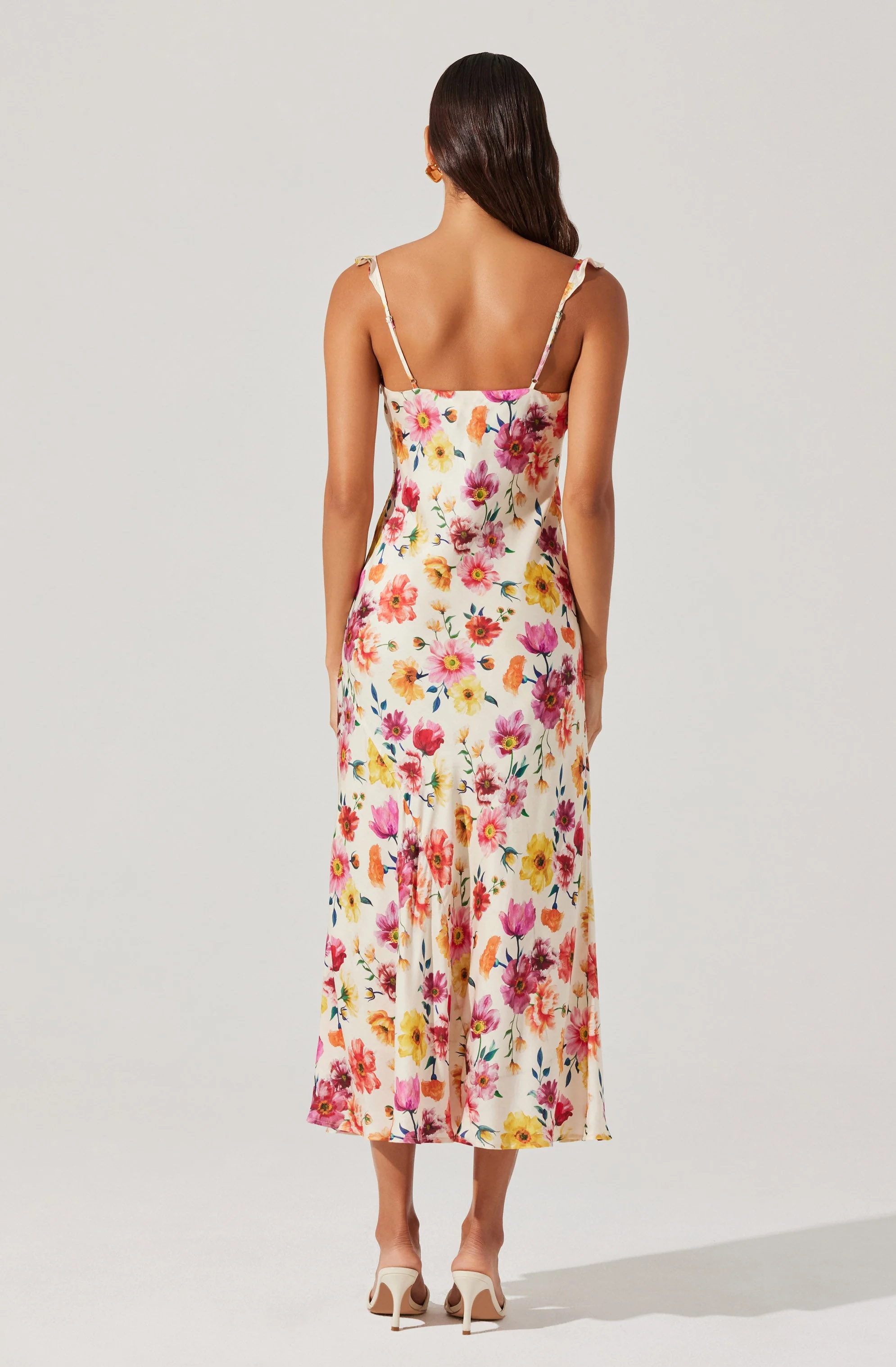 Zoie Floral Satin Ruffle Dress - Image 2