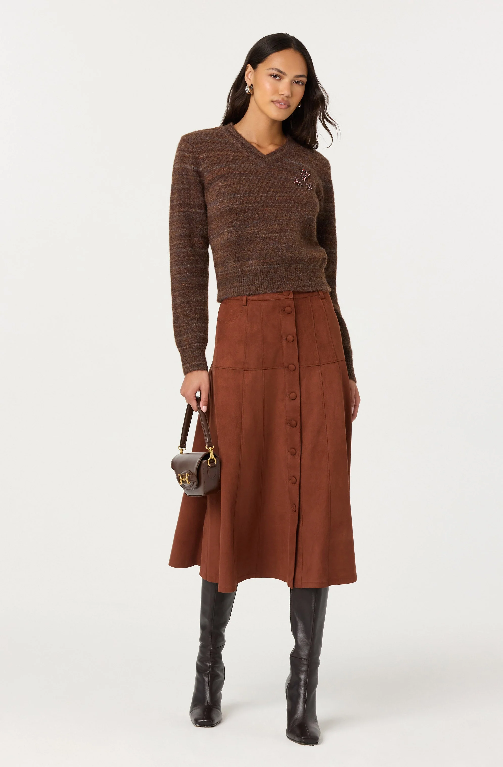 Zoya Faux Suede Midi Skirt - Image 2