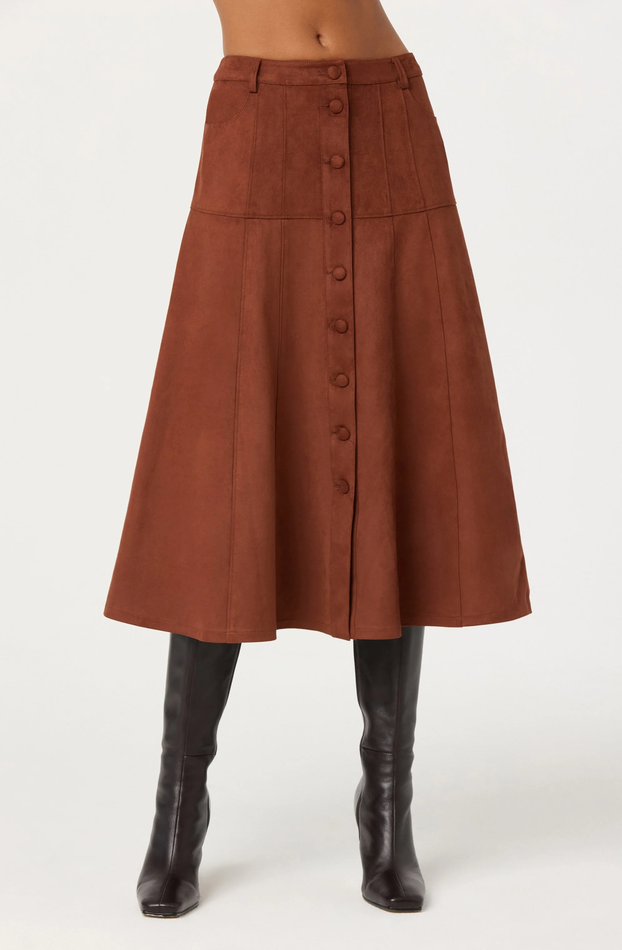 Zoya Faux Suede Midi Skirt - Image 4